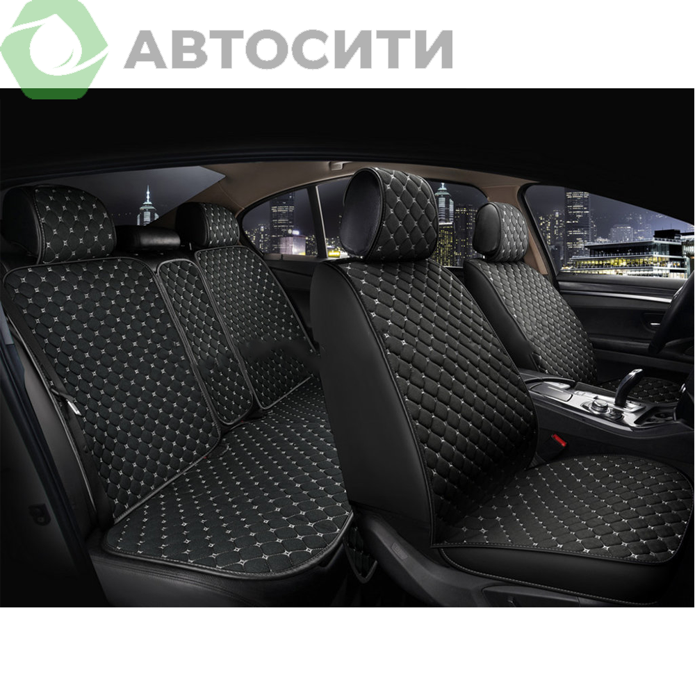 Накидка на сиденье CarFashion Cube комплект экокожа твид 11 пр. черная 22676