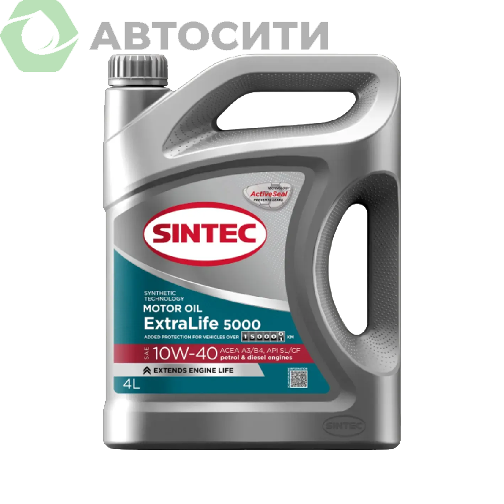 Масло моторное 10W-40 синтетическое Sintec ExtraLife 5000 4л (A3/B4 SL/CF)