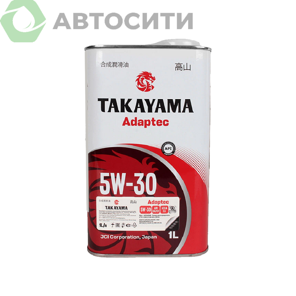 Масло моторное 5W-30 синтетическое Takayama Adaptec 1л (C3 SN/CF)