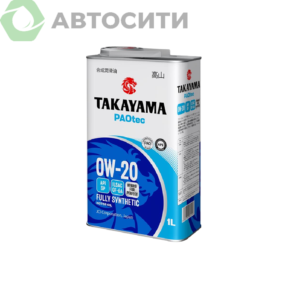 Масло моторное 0W-20 синтетическое Takayama PAOtec 1л (GF-6A/SP)