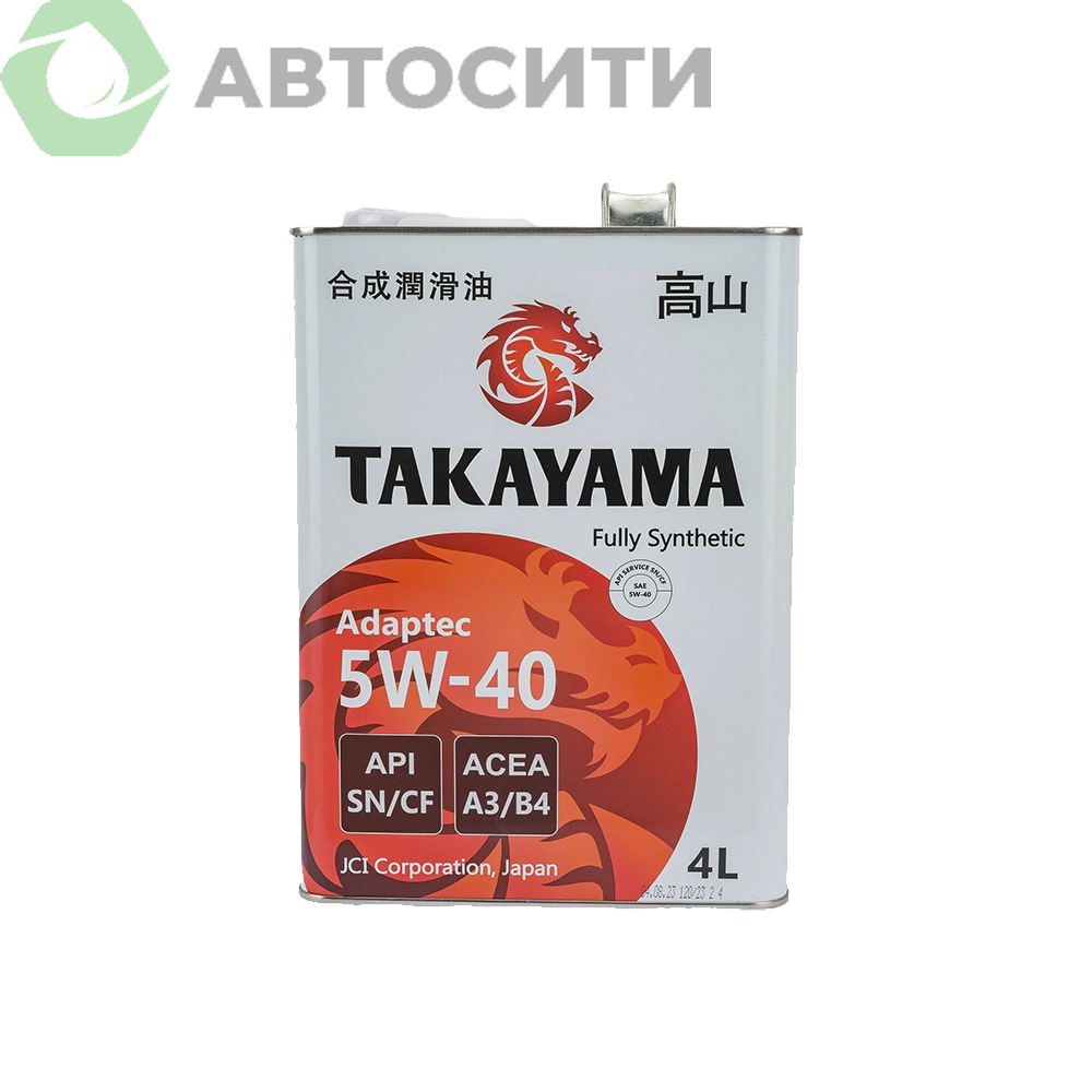 Масло моторное 5W-40 синтетическое Takayama Adaptec 4л (A3/B4 SN/CF)