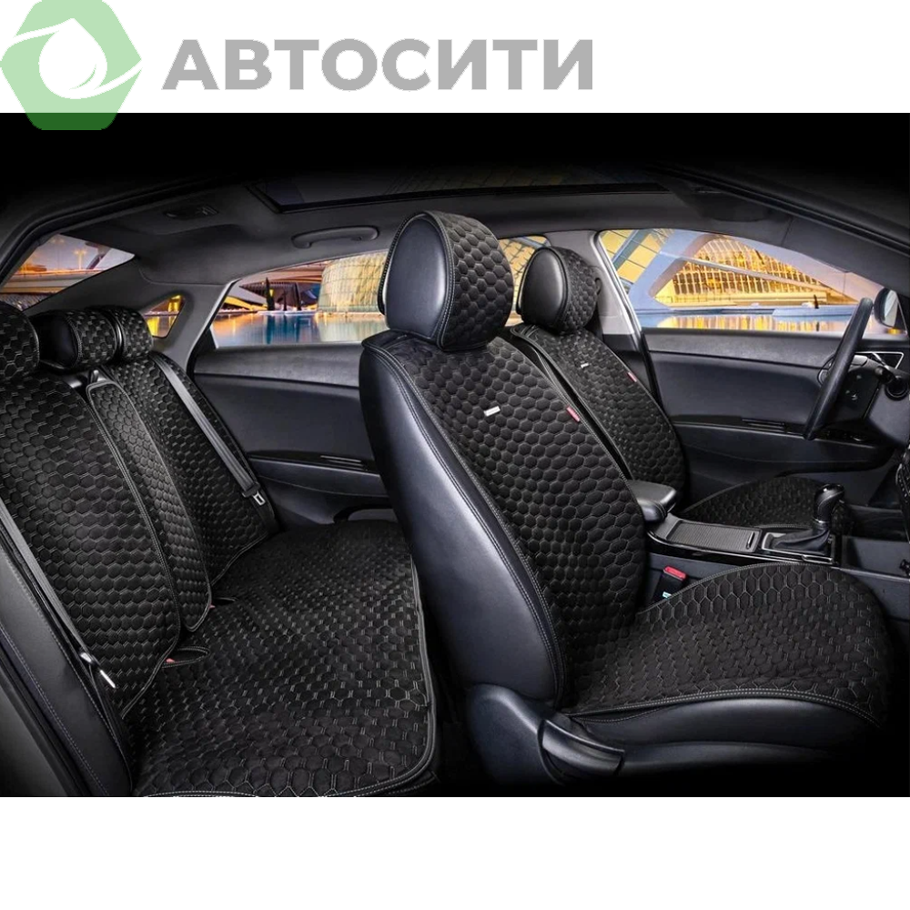 Накидка на сиденье CarFashion Cube Plus комплект экокожа_твид 11 пр. черный_черный_красный