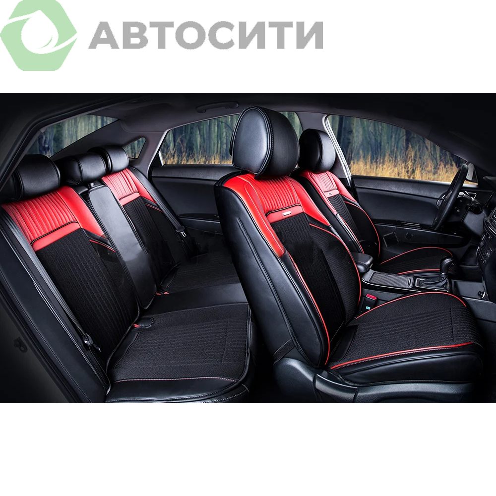Накидка на сиденье CarFashion Sokol Plus комплект экокожа велюр 10 пр. черный черный красны 22731