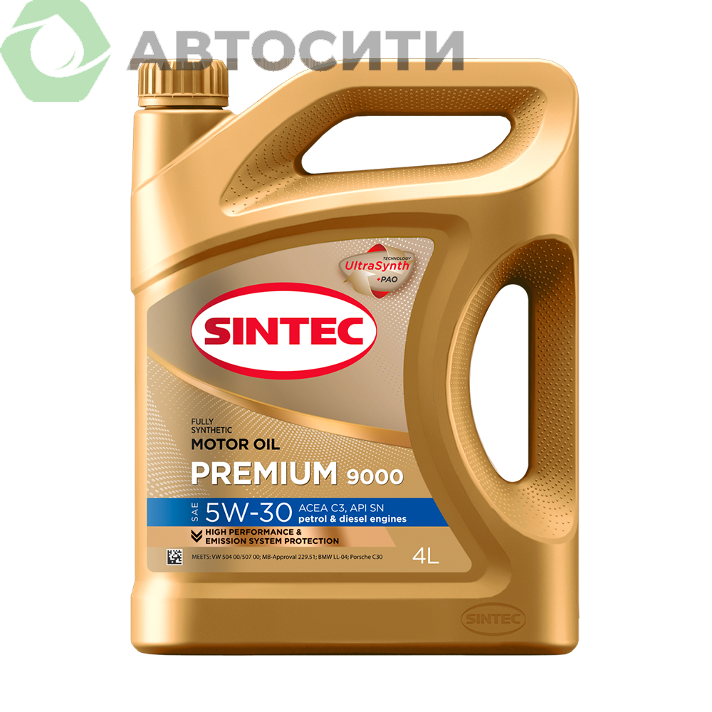 Масло моторное 5W-30 син. Sintec Premium 9000 4л (C3 SN)