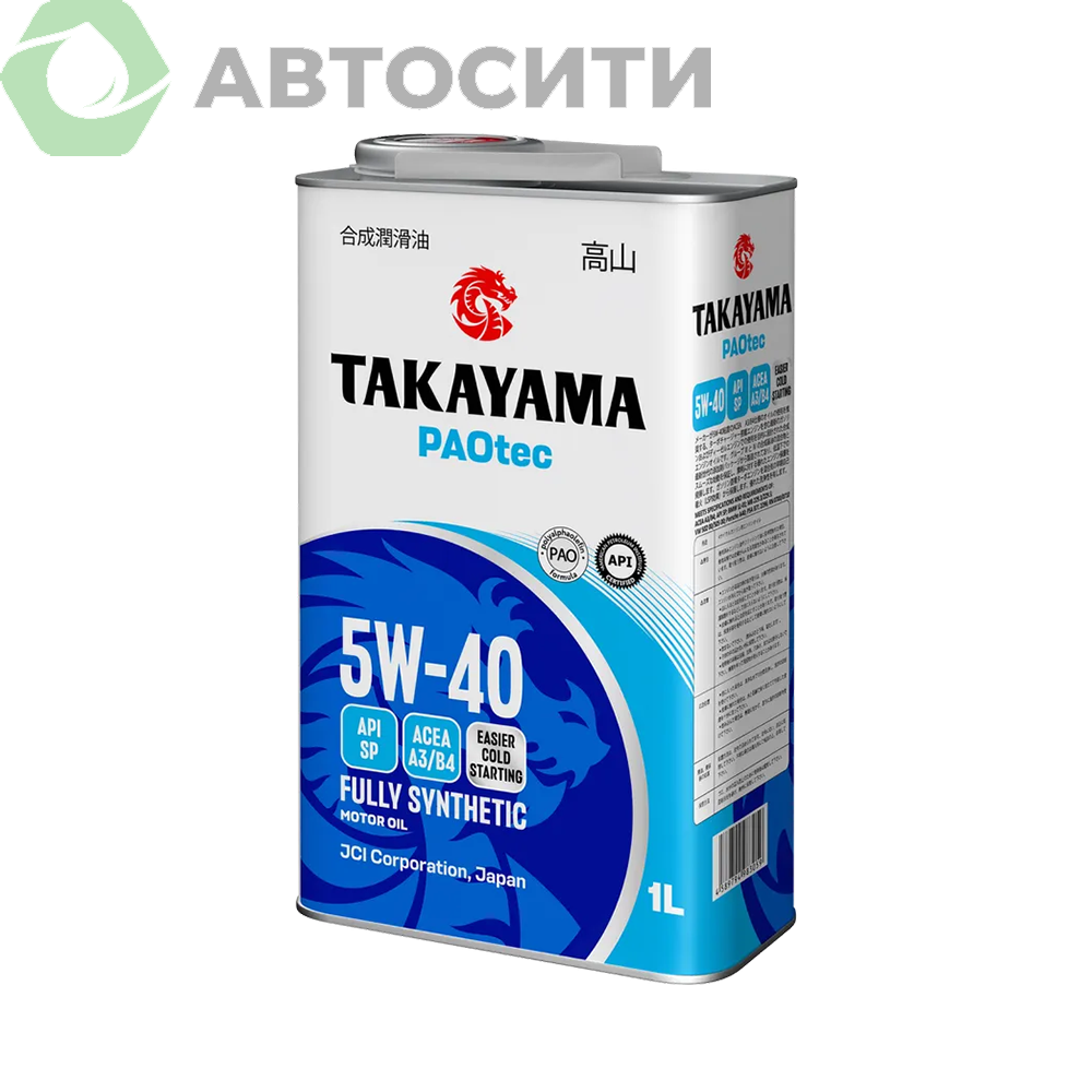 Масло моторное 5W-40 синтетическое Takayama PAOtec 1л (A3/B4 SP)