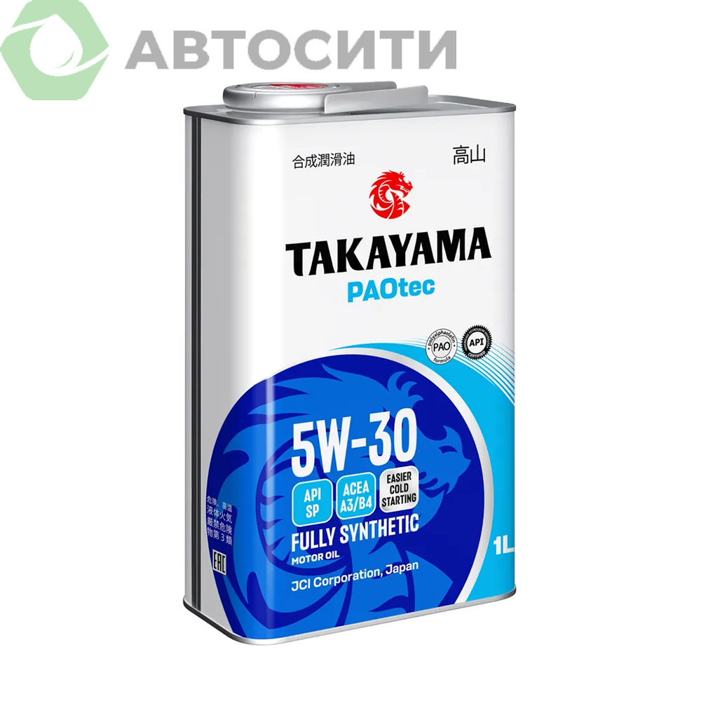 Масло моторное 5W-30 синтетическое Takayama PAOtec 1л (A3/B4 SP)
