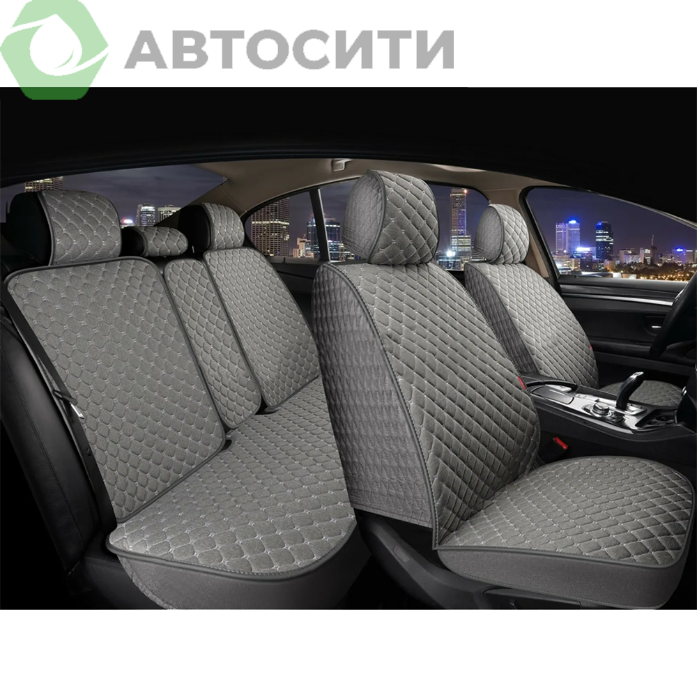 Накидка на сиденье CarFashion Linen Cube передние велюр черный черный бежевый