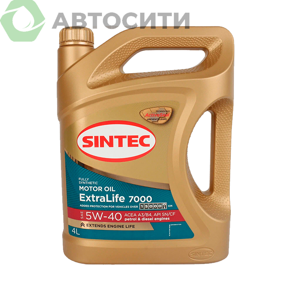 Масло моторное 5W-40 син. Sintec ExtraLife 7000 4л (A3/B4 SN/CF)