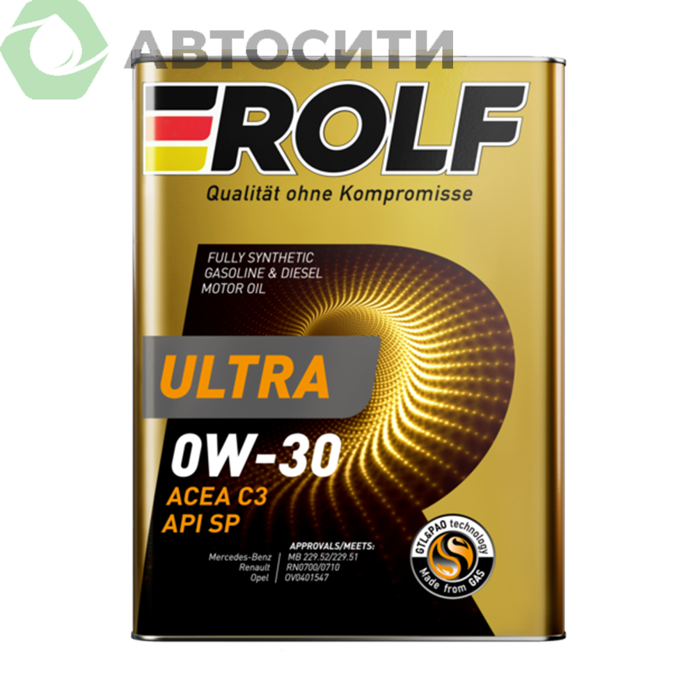 Масло моторное 0W-30 синтетическое Rolf Ultra 4л (C3 SP)
